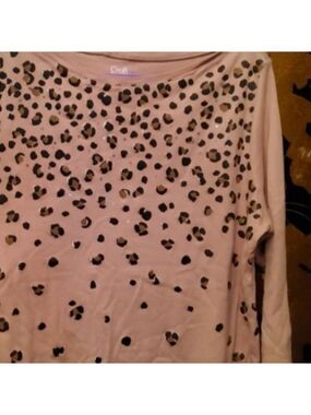 Croft & Barrow with Cheetah / leopard Print Long Sleeves  Top NWOT Size S